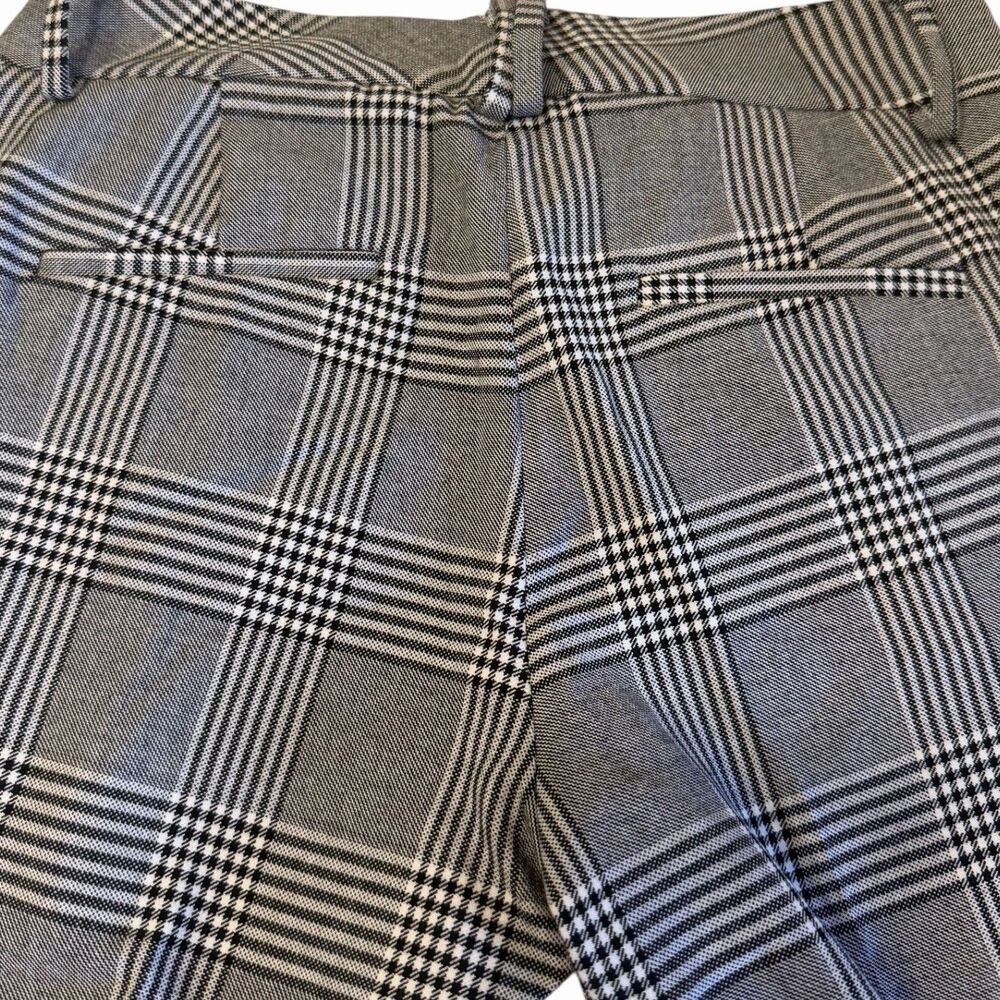 Plaid Slim Fit Trousers Tailored Mid Rise Minimalist Size 0 Gray Officewear - Picture 11 of 16
